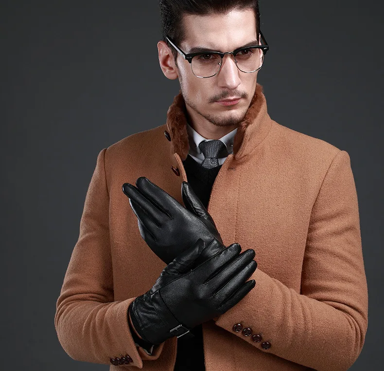 Новые кожаные зимние guantes теплой овечьей Перчатки мужская кожаная простой