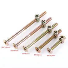 Por Furniture Connector Bolt Walfront 10pcs Lot Furniture Bolts M6 Carbon Steel Fastener S Barrel Nuts Dowel Nut Connector Anti Rust Bolt Hardware Sets