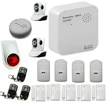 GSM GPRS WIFI Sistema de Seguridad Antirrobo Casa Inteligente Sistema de Alarma de Seguridad Inalámbrica Con Flash Estroboscópico Sirena + 2 unids Inalámbrica Cámara IP