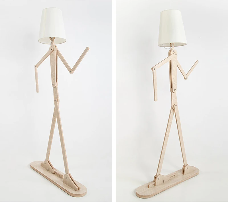 Creative Human Figure Floor Lamps Wooden Log Fabric Stand Light Living Room Bedside Piano Lighting Nordic E27 Standing Lights (10)