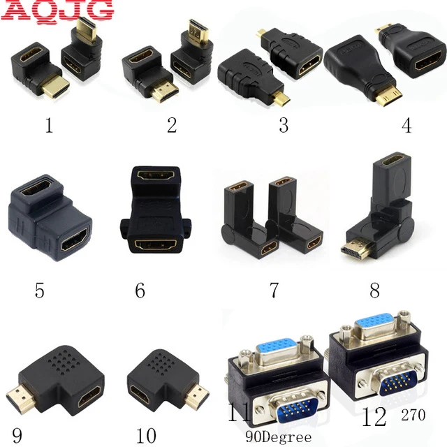 

90 degrees hdmi Female to Female Male to male VGA to hdmi Converter VGA adapter 180 degrees 270 degrees VGA cables AQJG