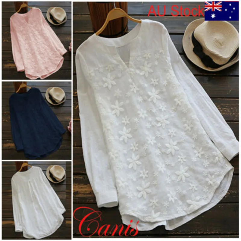 

2019 Brand New Style Women Summer Tunic Tops Ladies Long Sleeve Lace Blouse Plus Size