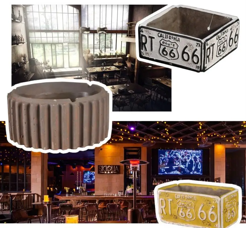Retro cement ashtray office bar cafe home creative decorations industrial style ornaments