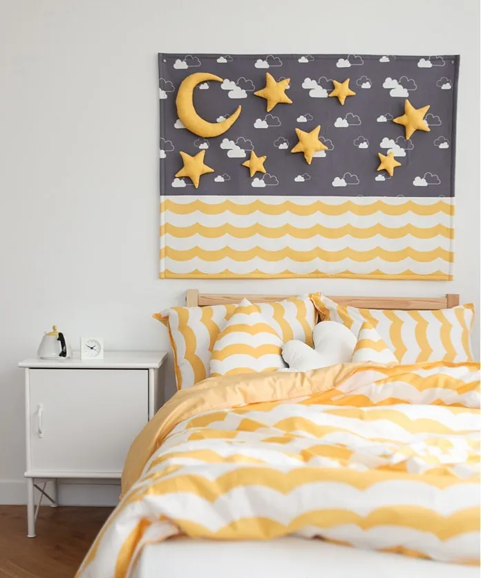 150*200cm Kids Yellow Duvet Cover Without Comforter Send 2 Pillow Case