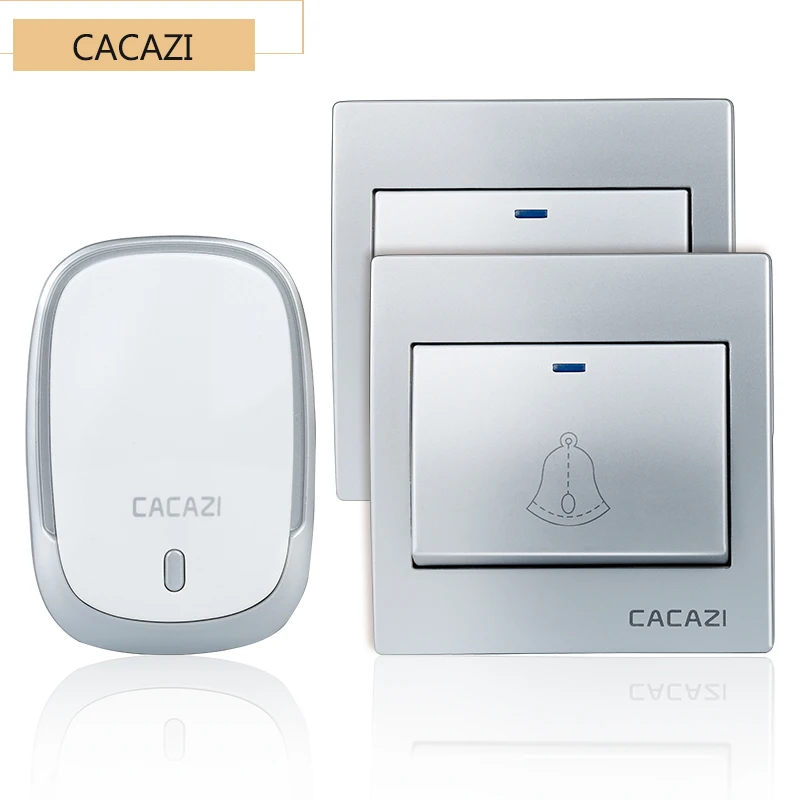 Cacazi AC110-220V беспроводной дверной звонок Водонепроницаемый 1 кнопка+ 2 plug-in ресиверы 300 м удаленного дверной звонок 36 мелодия 4 Объем двери кольцо