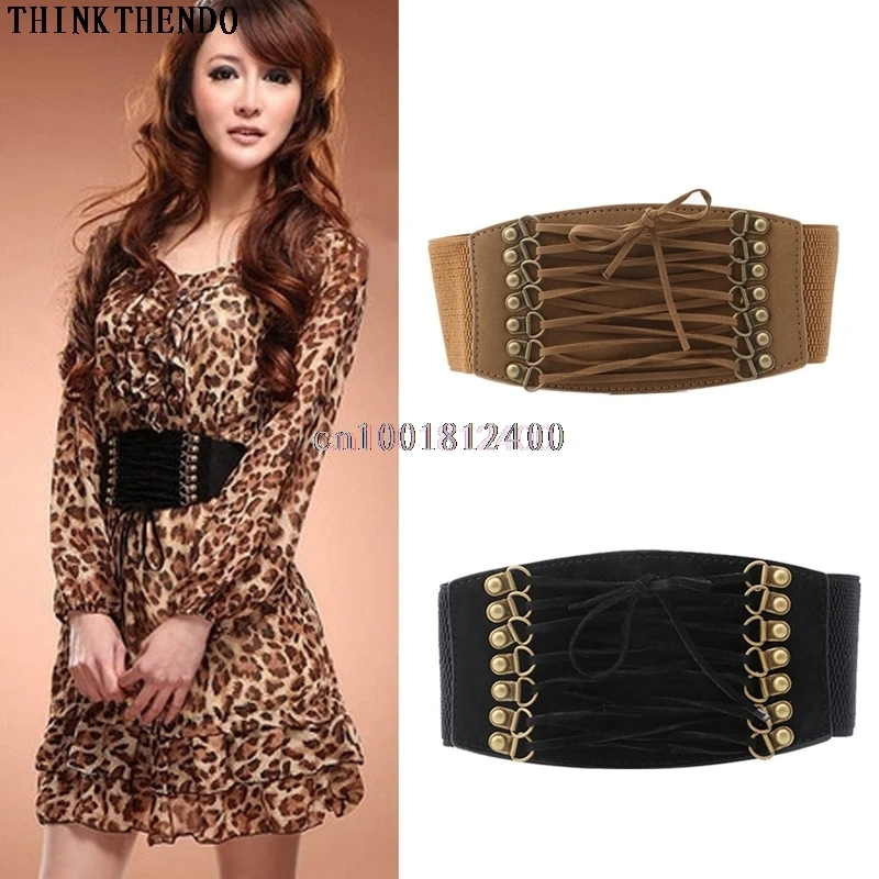 

Women Retro Elastic Buckle Wide Waistband Lady Corset Stretch Waist Belt