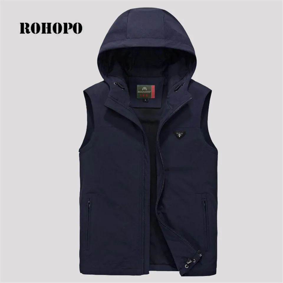 

AFS JEEP Black/Blue Man's Quick Dry Hooded Vest,Summer/Autumn Out Field Male colete fotografia,Micro elastic colete masculino