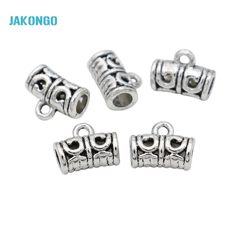 

JAKONGO Antique Silver Plated Bail Loose Beads for Jewelry Making Bracelet Jewelry Accessories DIY Handmade Craft 12x9mm 20pcs