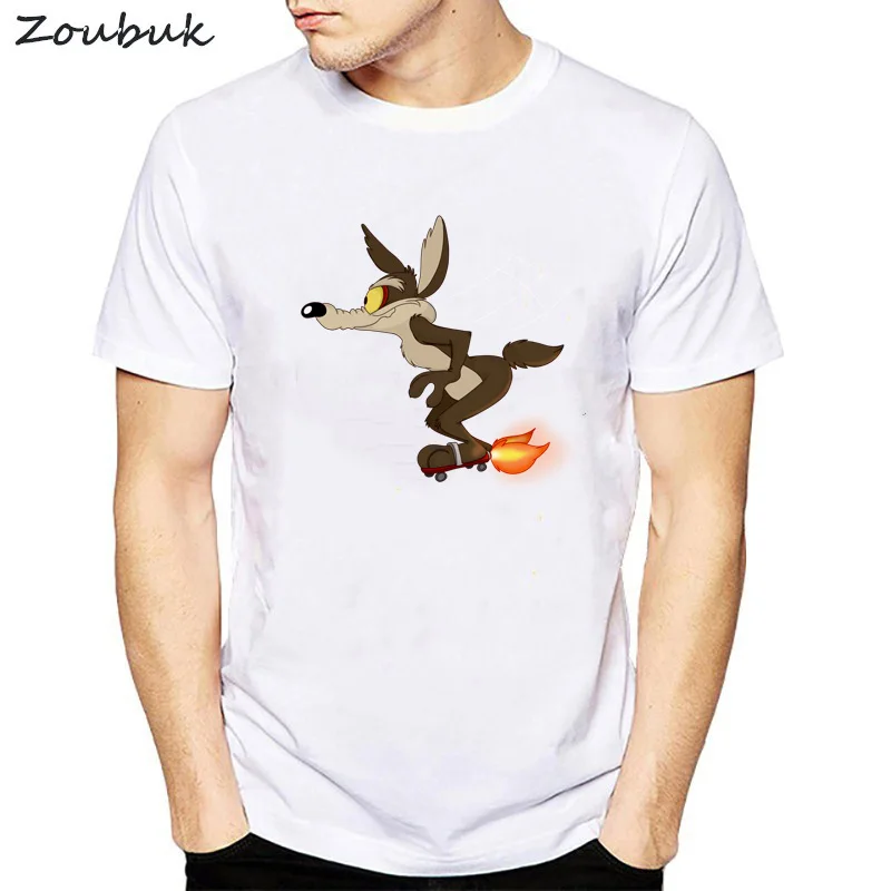 2018 Newest Wiley Coyote T Shirt men Looney Tunes Road Runner Cartoon Movie tshirt Funny men's Casual tops mens Clothing