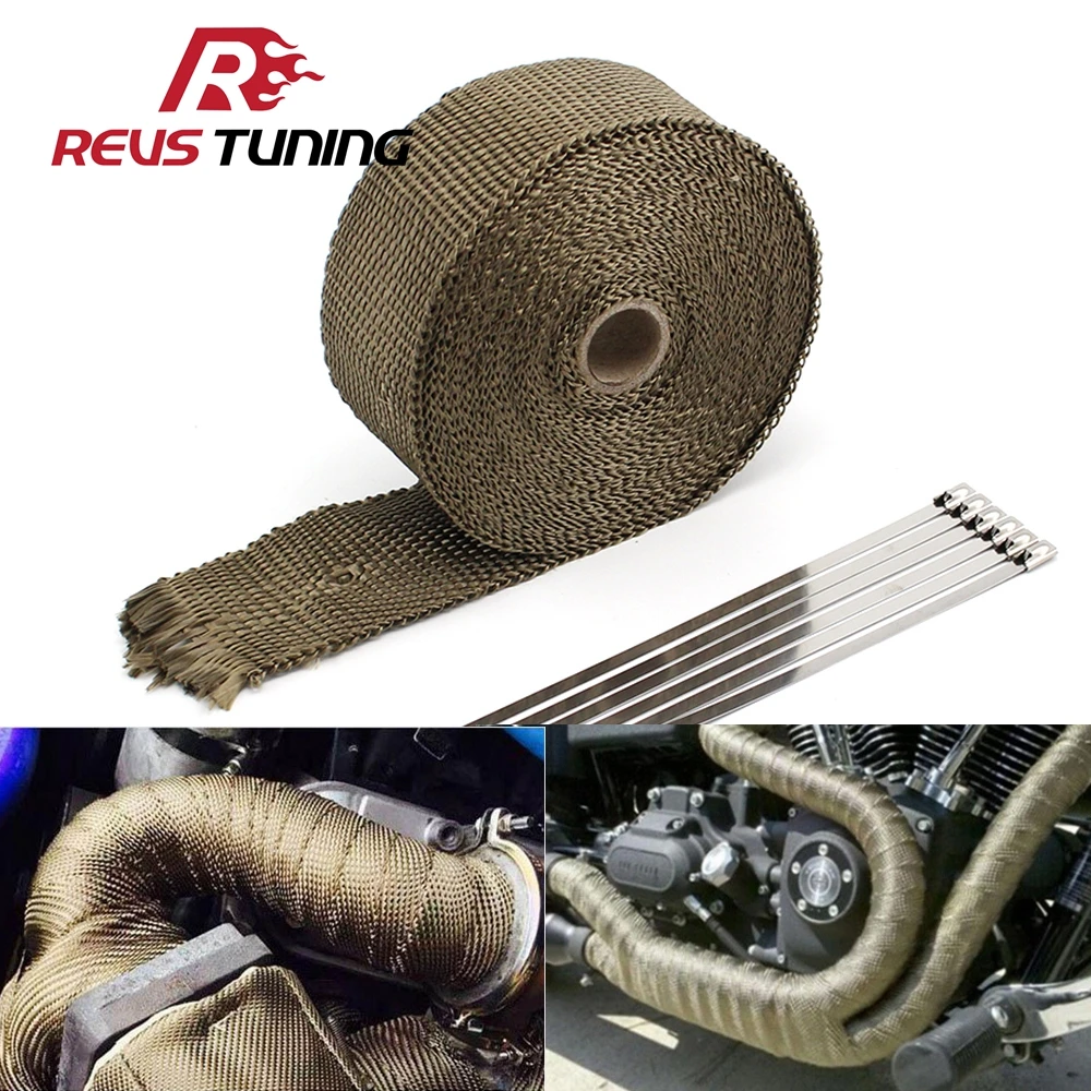 

10m Titanium Color Car Auto Motorcycle Header Manifold Exhaust Pipe Heat Wrap Insulating Insulation Wrap Cloth Roll Bandage