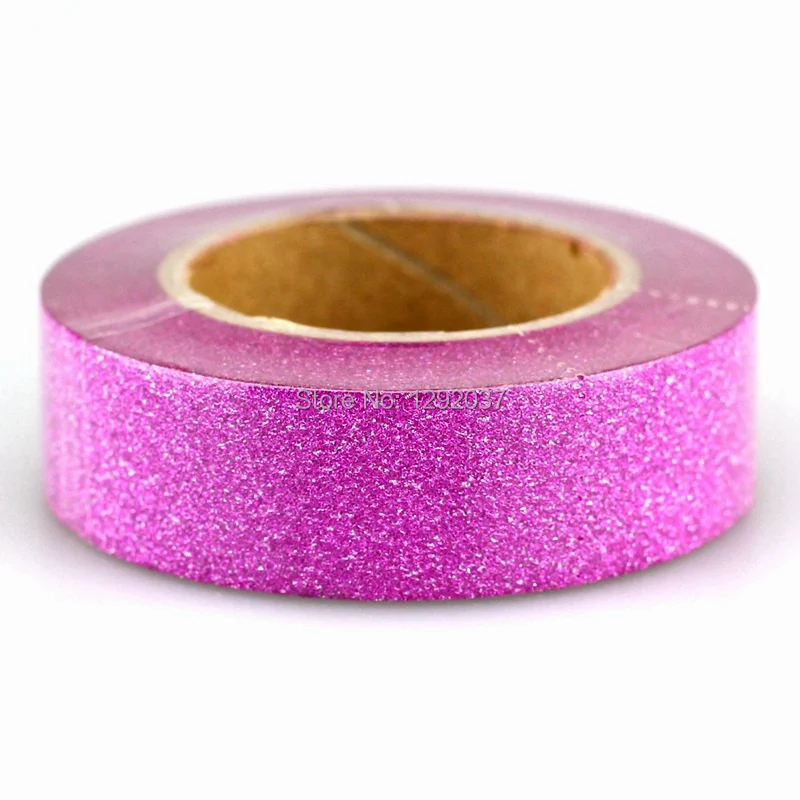 1PCS 15mm*10m Cute Rose Pink Glitter Tape Decorative Washi Tape Paper