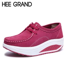 HEE GRAND/замшевая повседневная женская обувь; коллекция года; весенняя обувь на платформе; женская обувь без застежки на толстой подошве; модная удобная обувь на плоской подошве с кружевом; CWC450