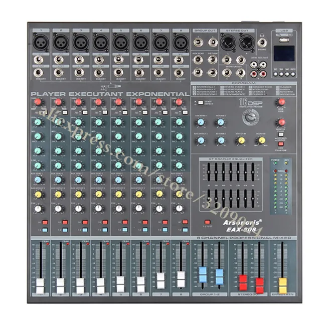 Pro Karaoke Audio Sound Mixer 12 Channel Microphone Mixing Amplifier