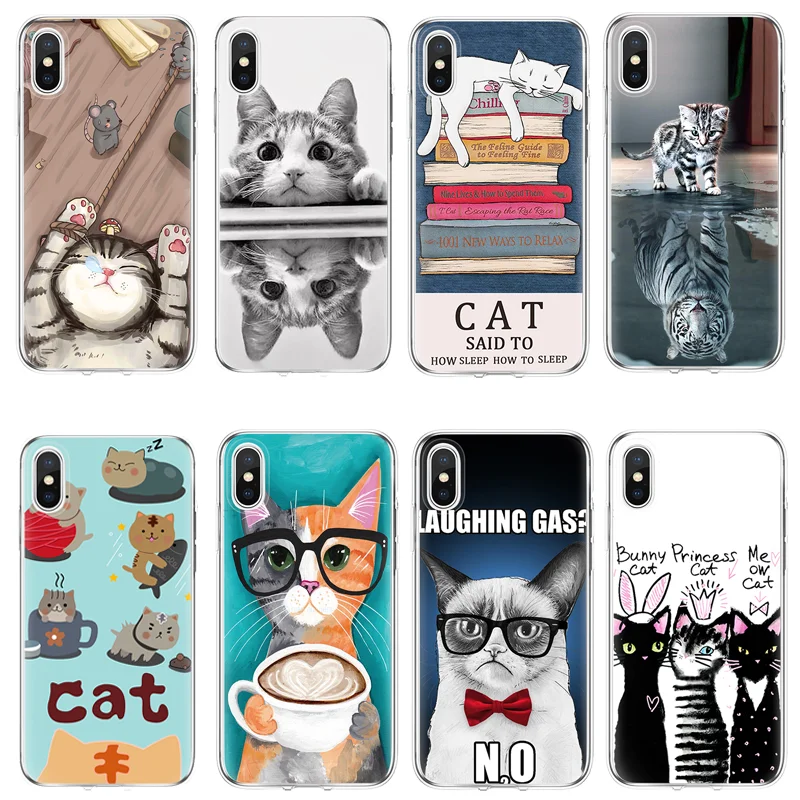 Sleeping cat for iPhone 4S 5 5S SE 6 S 7 8 Plus Funda Coque Soft For 7plus 8plus X XsMax XR Cover TPU case |