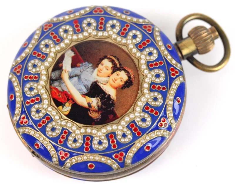 

wholesale OLD 55mm ARCHAIZE Palace COPPER PAINTING MECHANICAL POCKET WATCH freeship