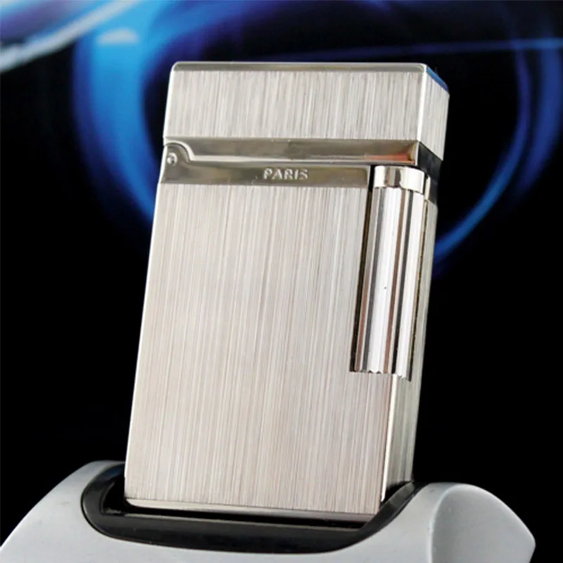 Новая Винтажная яркая звуковая газовая зажигалка dupont, ветрозащитная медная Зажигалка для сигарет - Цвет: Silver