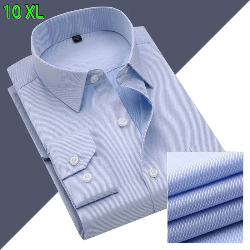 

10XL Shirts Men Long Sleeve Casual Spring Cotton Business Mens Shirts Male Free Iron Extra Big Large Plus Size 6XL 7XL 8XL 9XL