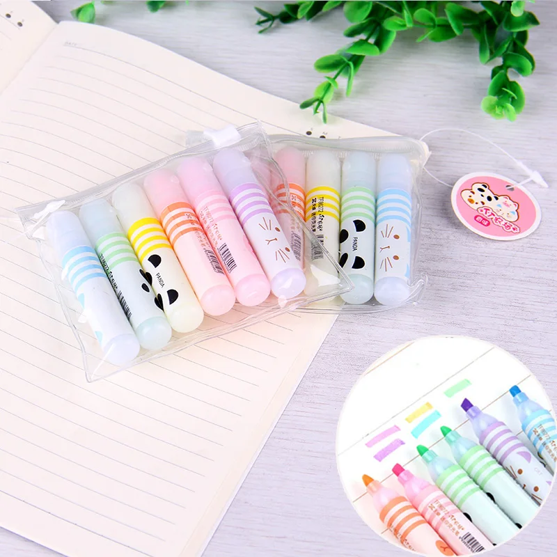 

6colors/pack Kawaii Mini Highlighter Pen Marker Pens Cute Watercolor Pen for Kids Drawing Learning Gift stationery School Supply