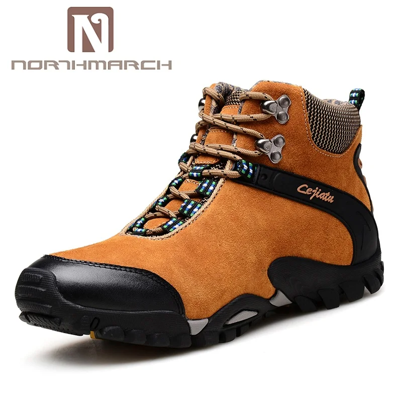 

NORTHMARCH Shoes Men Autumn Winter Fashion Men Shoes Genuine Leather Lace-Up Comfortable Short Plush Men Casual Outdoor Shoes