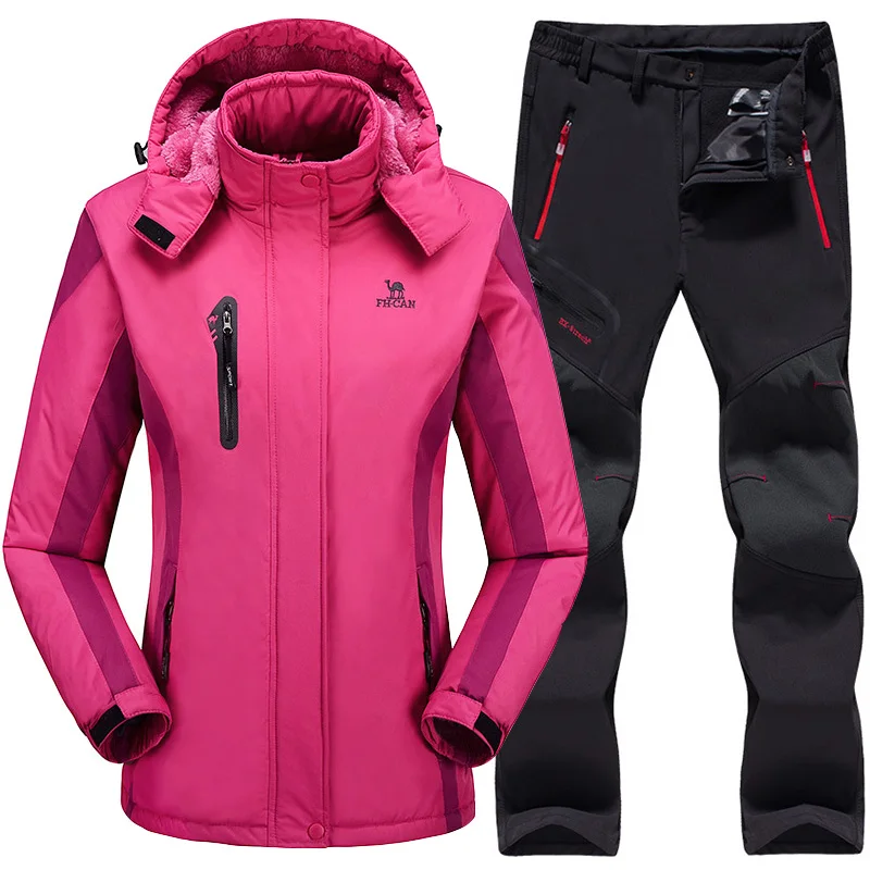 Ski Suit For Women Ski Jacket Pants Waterproof Mountain Skiing Suit Snowboard Sets Winter Outdoor Sports Fleece Thermal Clothing