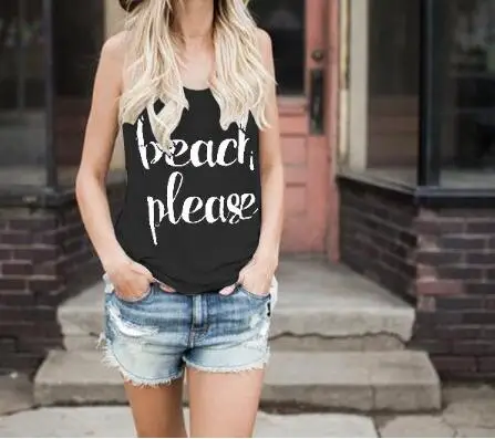 Summer Letter Print Vest Tops Women Casual O-neck Sleeveless Basic Loose Tank Tops Female Beach Poleras De Mujer