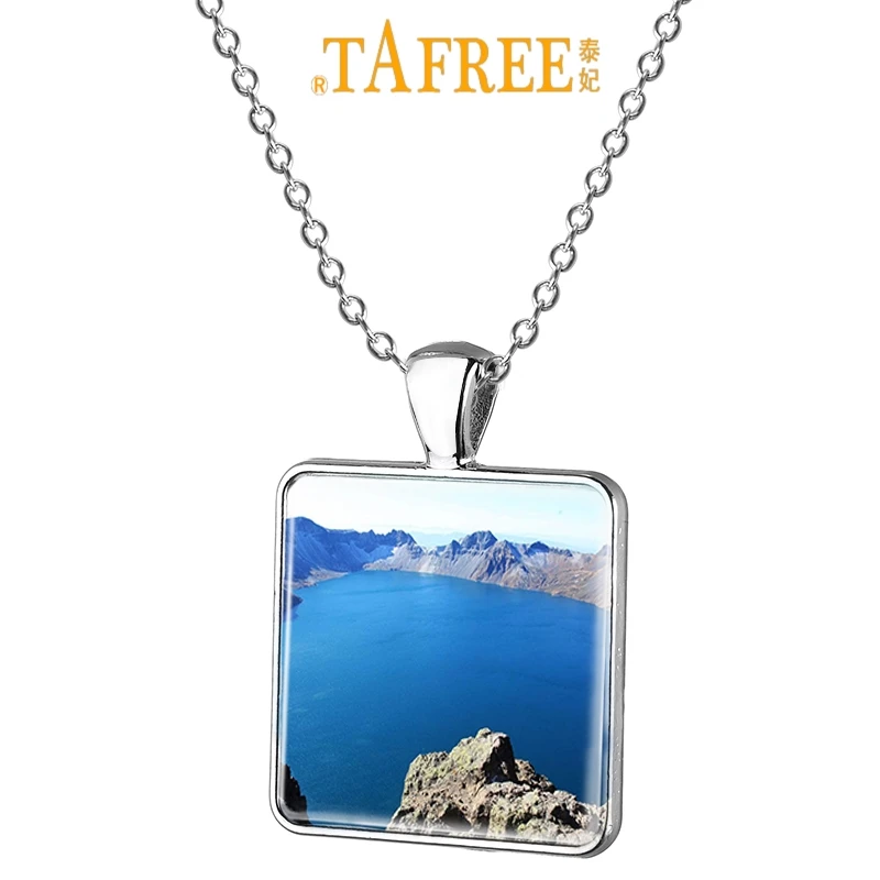 

TAFREE Unique Style Changbai Mountain Pool Square Necklace Chain Jewelry For Ornament Birthday Gift CB09
