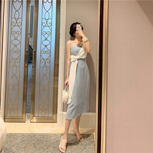 

2019 lace stitching embroidered dress improved cheongsam dress