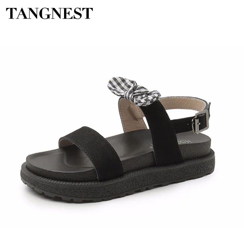 

Tangnest Women Sandals Sweet Bowtie Leisure Women Gladiators Height Increasing Platform Back Strap Casual Beach Sandals
