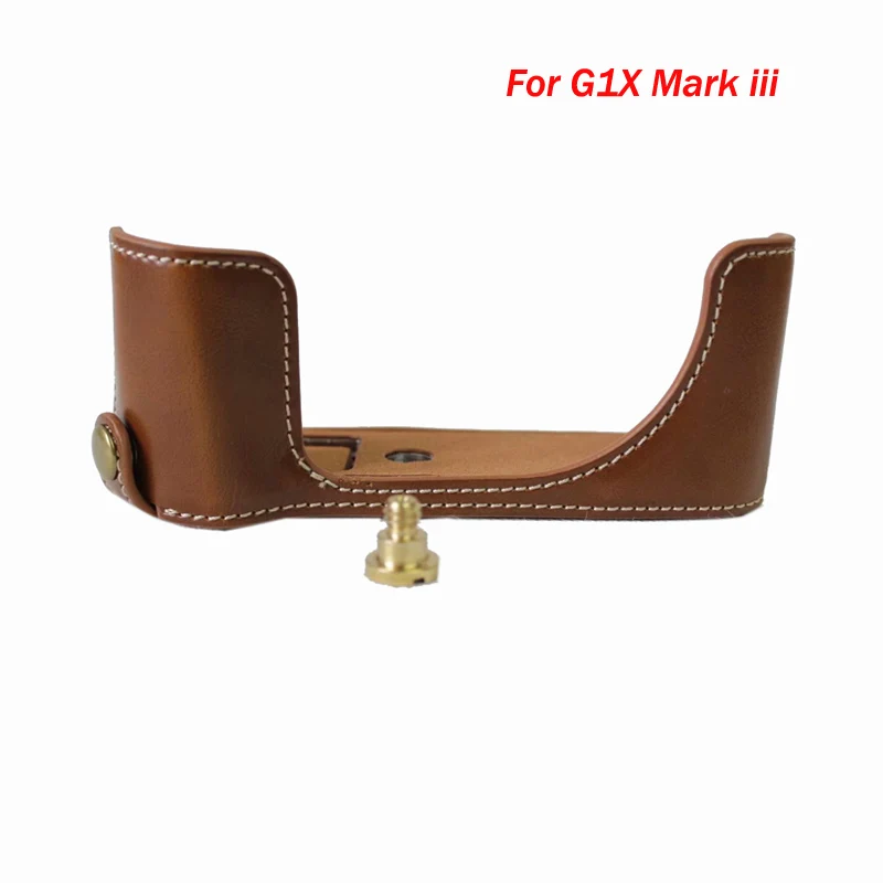 G1X MarkIII brown Чехол из искусственной кожи, сумка для камеры, защитный получехол для Canon G1X Mark III gxxiii G1X3 G1XII G1X2 с отверстием нижней батареи - Цвет: G1X MarkIII brown
