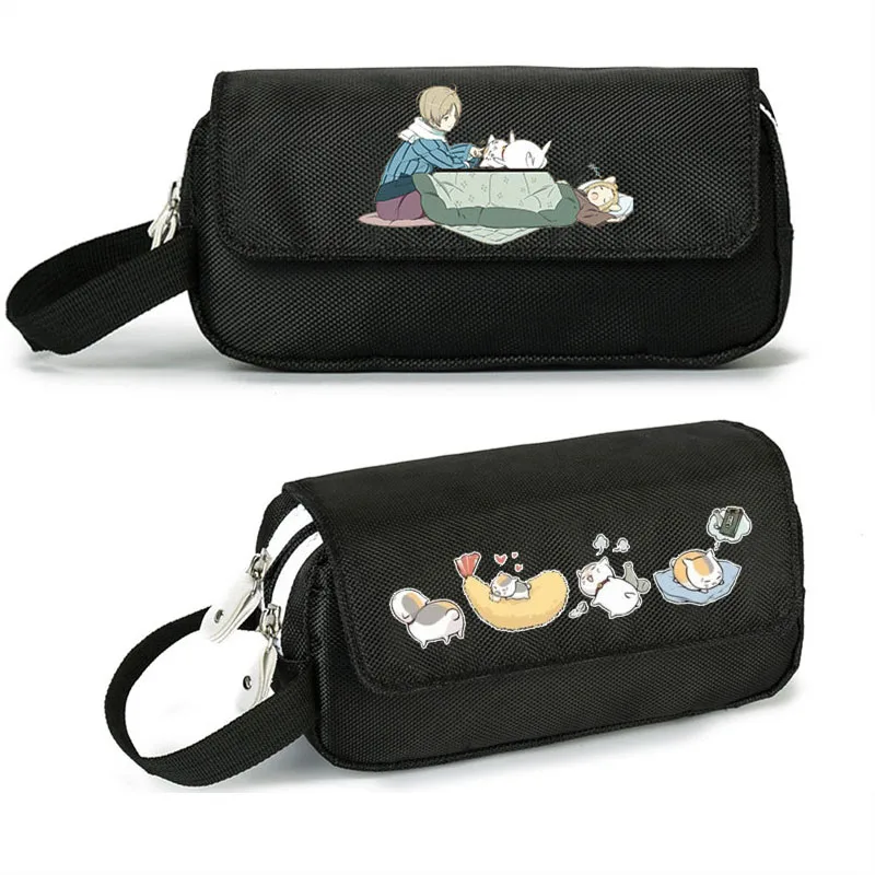 

Cat Large Pencil Bag Natsume's Book of Friends kawaii Pencil Case Canvas Makeup Bag Anime Coin Pocket Stationery Storage Bags