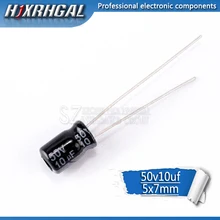 Capacitor eletrolítico hjxbabga, 50 peças de alta qualidade 50v10uf 5*7mm 10uf 50v 5*7