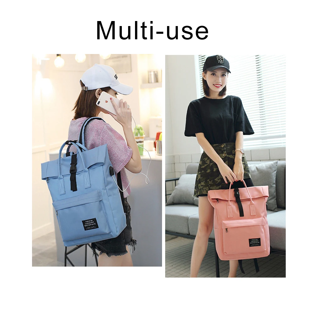 TTOU mujeres externa USB Mochila de lona Mochila Escolar portátil Mochila