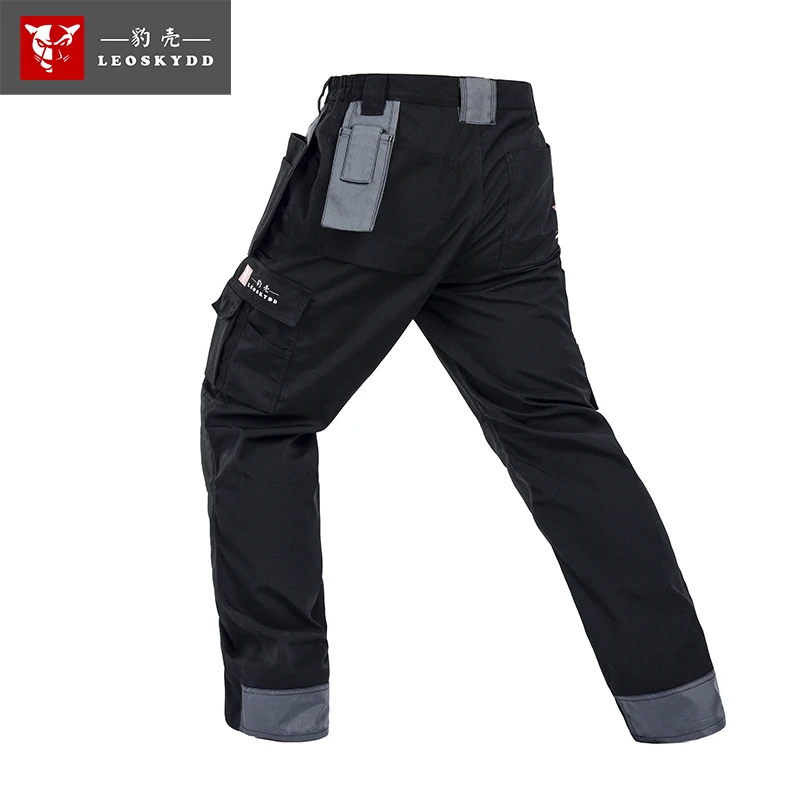 Bauskydd Высококачественная Мужская Рабочая одежда из полихлопка износостойкие мульти-накладные карманы брюки черные рабочие брюки мужские
