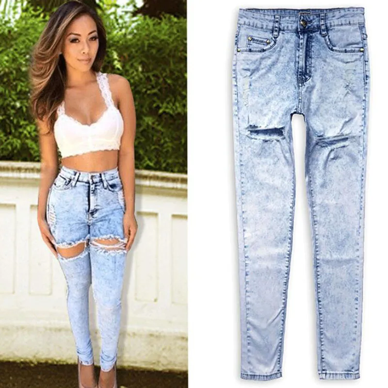 NiceMix, большие размеры, винтажные рваные джинсы для женщин, джинсы с высокой талией, женские узкие брюки, рваные джинсы, Femme