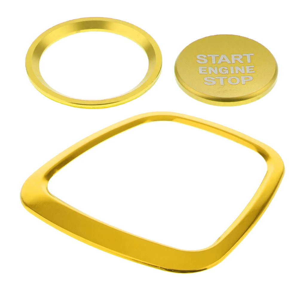 

2 pcs Golden Steering Wheel Unique Car Bling Sticker Ring Decal Cover Sticker Trim Engine Push Start Stop Button Cover For Audi