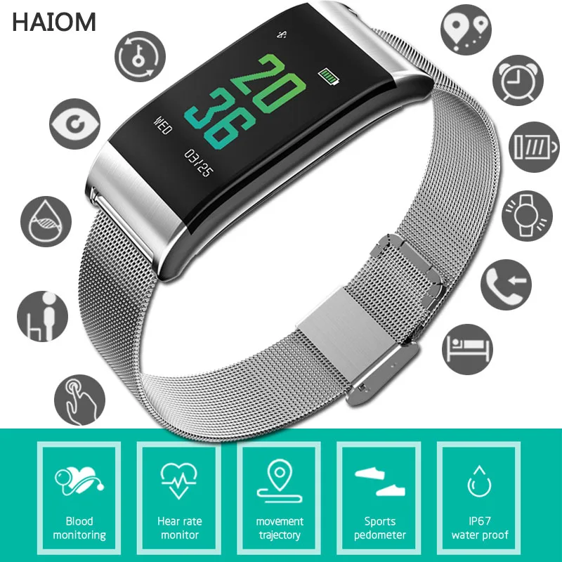 

HAIOM Smart Watch Sport Fitness Bracelet Waterproof Fitness Trackers With Blood Pressure Monitor Oxygen Activity For Android IOS