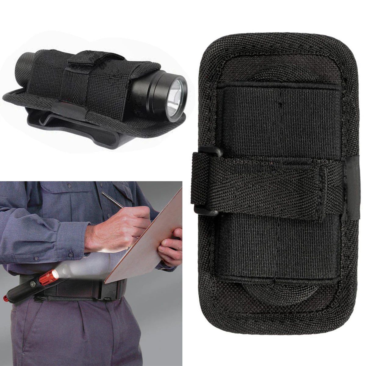 120mm LED Flashlight Torch Nylon 360 Degree Clip Pouch Hunting Torch