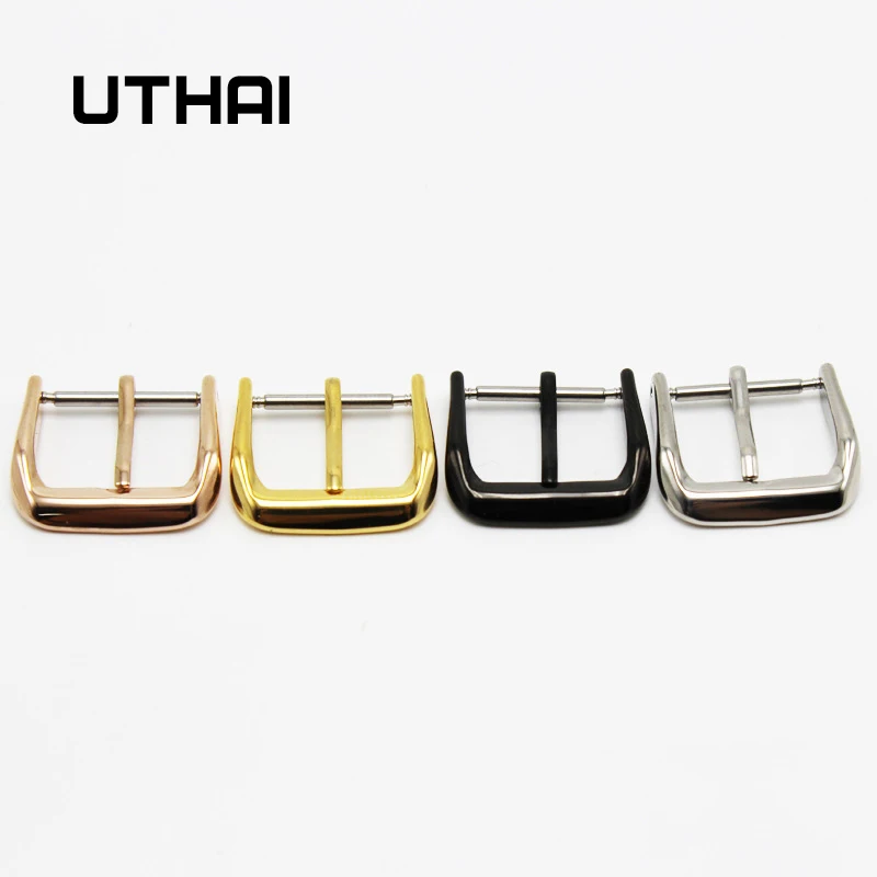 

UTHAI T03 Metal Watch Buckle 18-26mm Men Watchband Strap Silver Black Brushed 316L Stainless Steel Clasp Accessories
