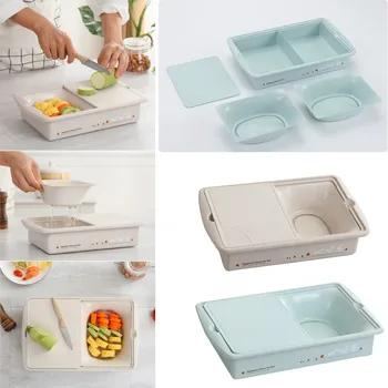 

Multifunctional Washing Basket Wheat Straw Double Drain Cutting Board Grinding container sink washing basket cozinha
