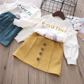 

Hot Sale Children Casual Suit Baby Girl Clothes Girls Set Letter Print Sweaters+tutu Skirt 2pcs Kids Cotton Pullovers Top Spring