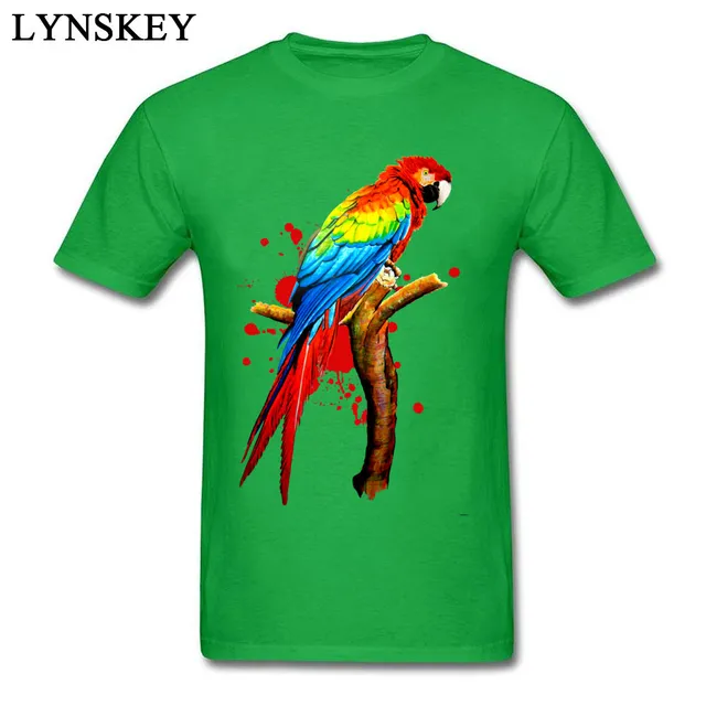 Parrot Pet Macaw Exotic Bird Men Printed T shirts 100% Cotton Clothes ...