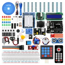 Lafvin super starter kit para arduino uno r3-uno r3 tábua de pão/motor de passo/sg90 servo/1602 lcd/jumper fio/cd tutorial