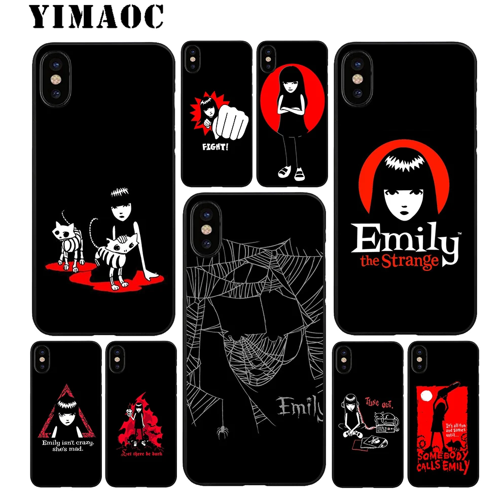 YIMAOC Emily необычный мягкий черный силиконовый чехол из ТПУ для iPhone X или 10 8 7 6 6S Plus 5 5S