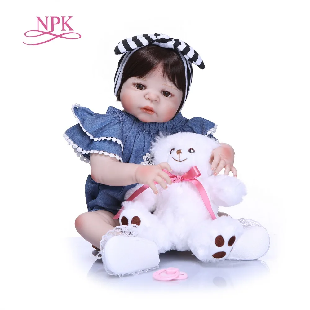 

NPK 57cm Full Silicone Body Reborn Baby Doll Realistic Handmade Vinyl Adorable Lifelike Toddler Bebe Truly Kids Playmates Toys
