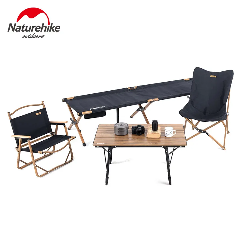 Affordable Offer of  Naturehike 2019 New Camping Table Chair Bed Camping Cot Wood Grain Camping Furniture Folding Bed Fi