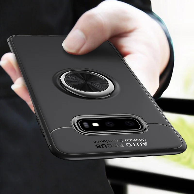 

Luxury Shockproof Soft Case On The For Samsung Galaxy S10 S8 S9 PLus S10 Lite Ring Bracket For Note 8 9 Car Magnetic Bumper Case
