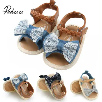 

2019 White Lace Bow-Knot Summer Children Girls Beach Sandals Sneaker Lace Pricness Casual Single Shoes 0-18 Months