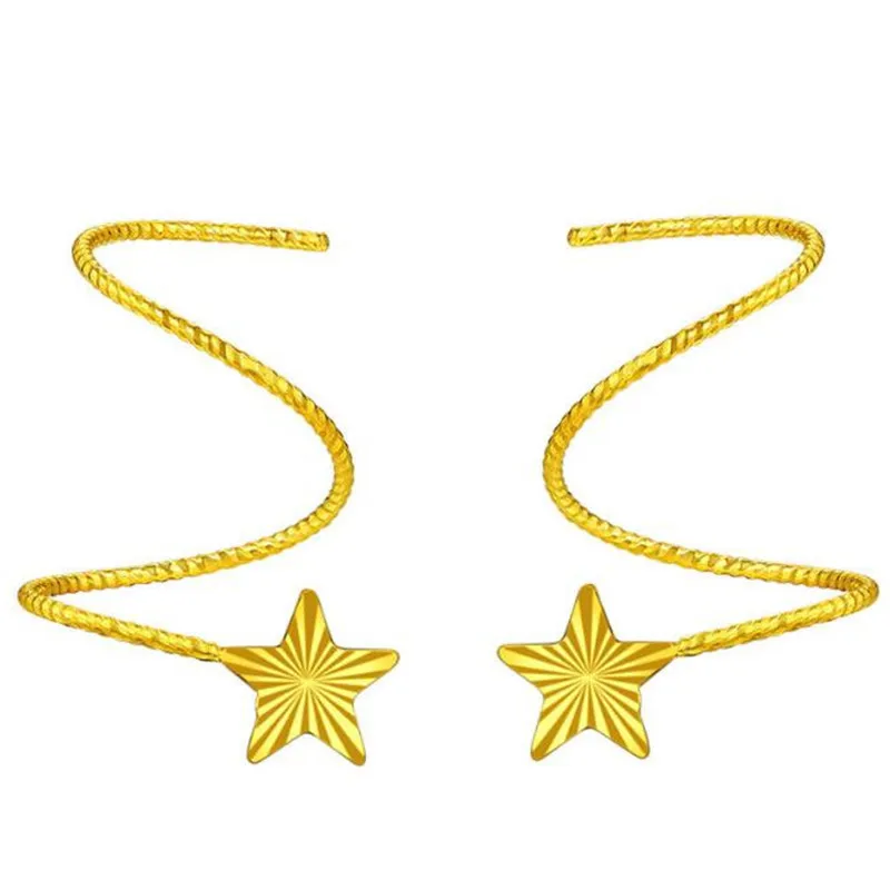 

18k Pure Gold Drop Earrings For Women Exquisite Elegant Women Jewelry Yellow Gold Star Miss Girl Gift For Birthday Hot Sale 0.50