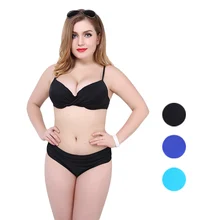 Пуш-ап Одноцветный купальный костюм бикини плюс размер бикини черный купальный костюм синий купальник Maillot de bain femme Большие размеры купальники для женщин