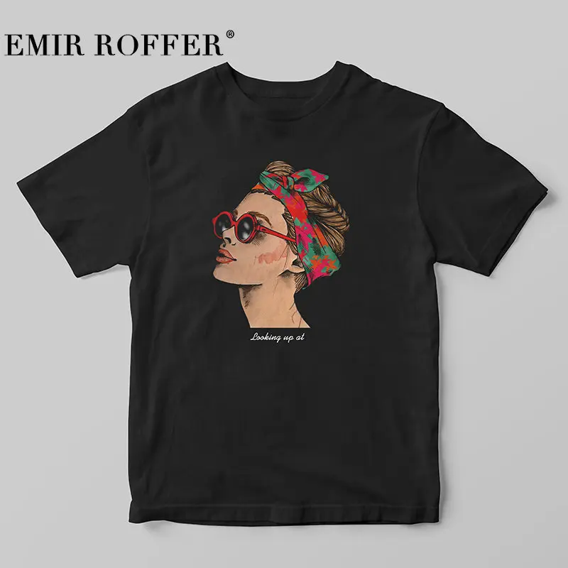 Эмир ROFFER 2019 Мода Прохладный печати Женская футболка белый хлопок для женщин футболки лето повседневное Harajuku Femme Топ